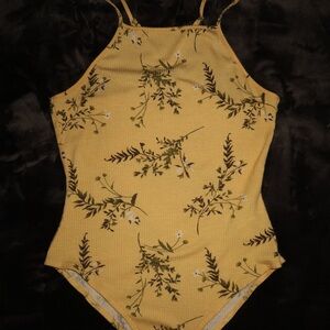 Forever 21 Yellow Floral Bodysuit